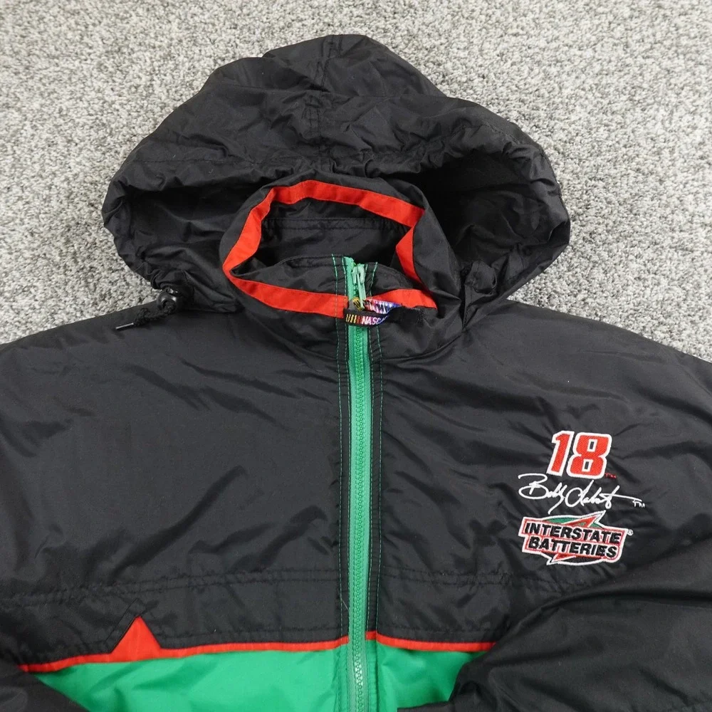 VTG Bobby Labonte Jacket Mens‎ L Black Green Chase NASCAR Racing 18 Bomber Coat